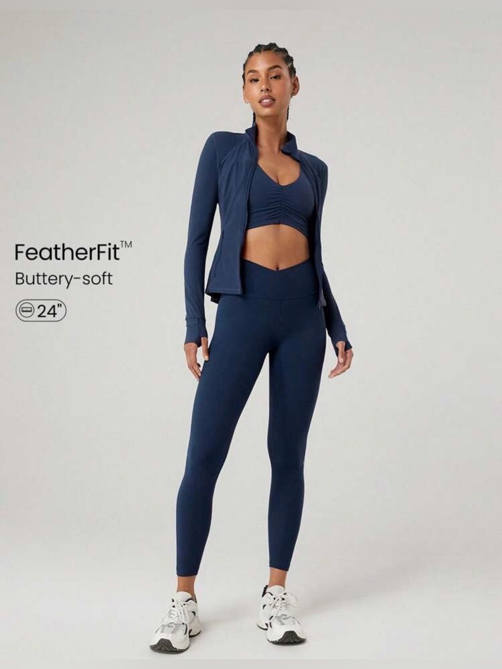 FeatherFit™ Crossover Yoga Pilates
Leggings Buttery Soft - Navy Blue